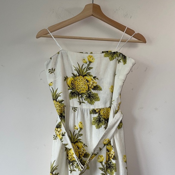 Tahari Pineapple Linen Blend Vintage Straples Midi  Dress - Picture 5 of 16